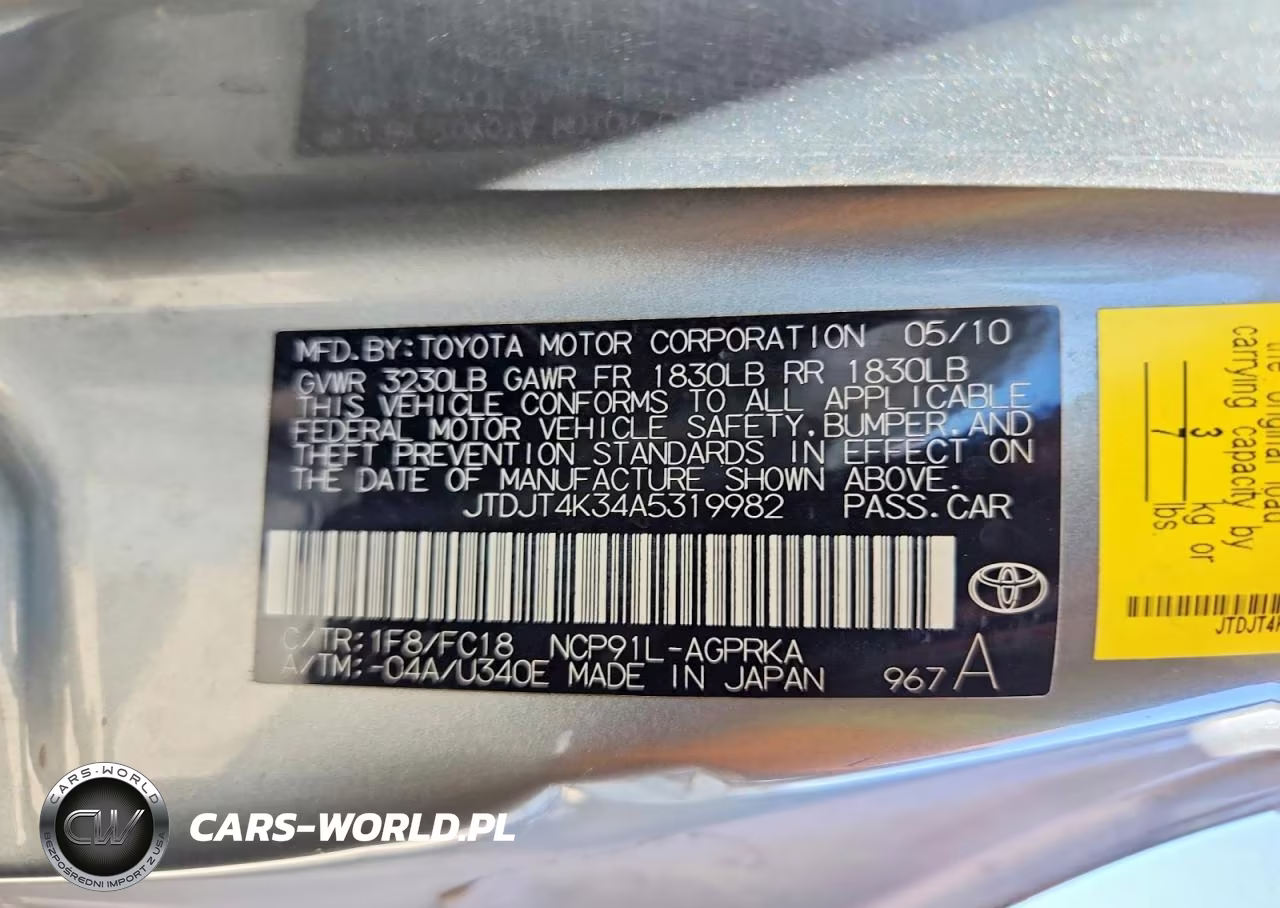 2010 Toyota Yaris Base VIN:JTDJT4K34A5319982 - 12