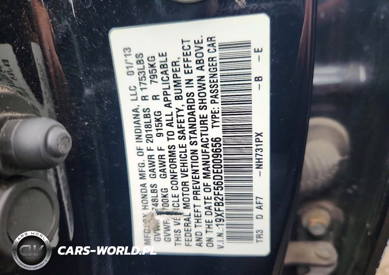 2013 Honda Civic Lx VIN:19XFB2F56DE009656 - 12
