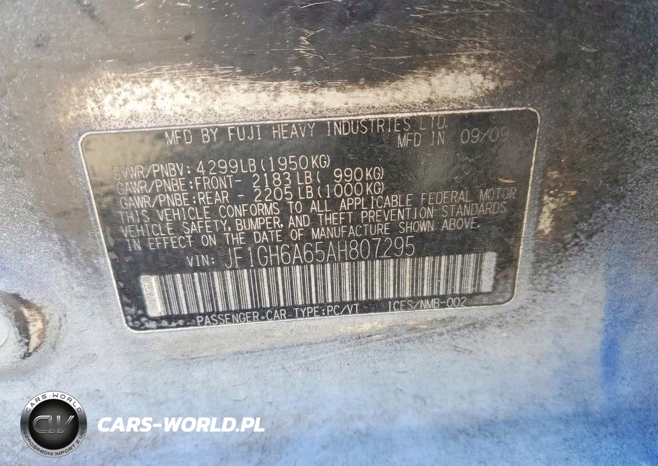 2010 Subaru Impreza 2.5I VIN:JF1GH6A65AH807295 - 12
