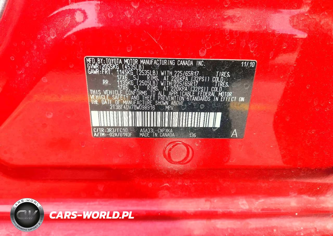 2011 Toyota Rav4 Base VIN:2T3BF4DV7BW098916 - 13