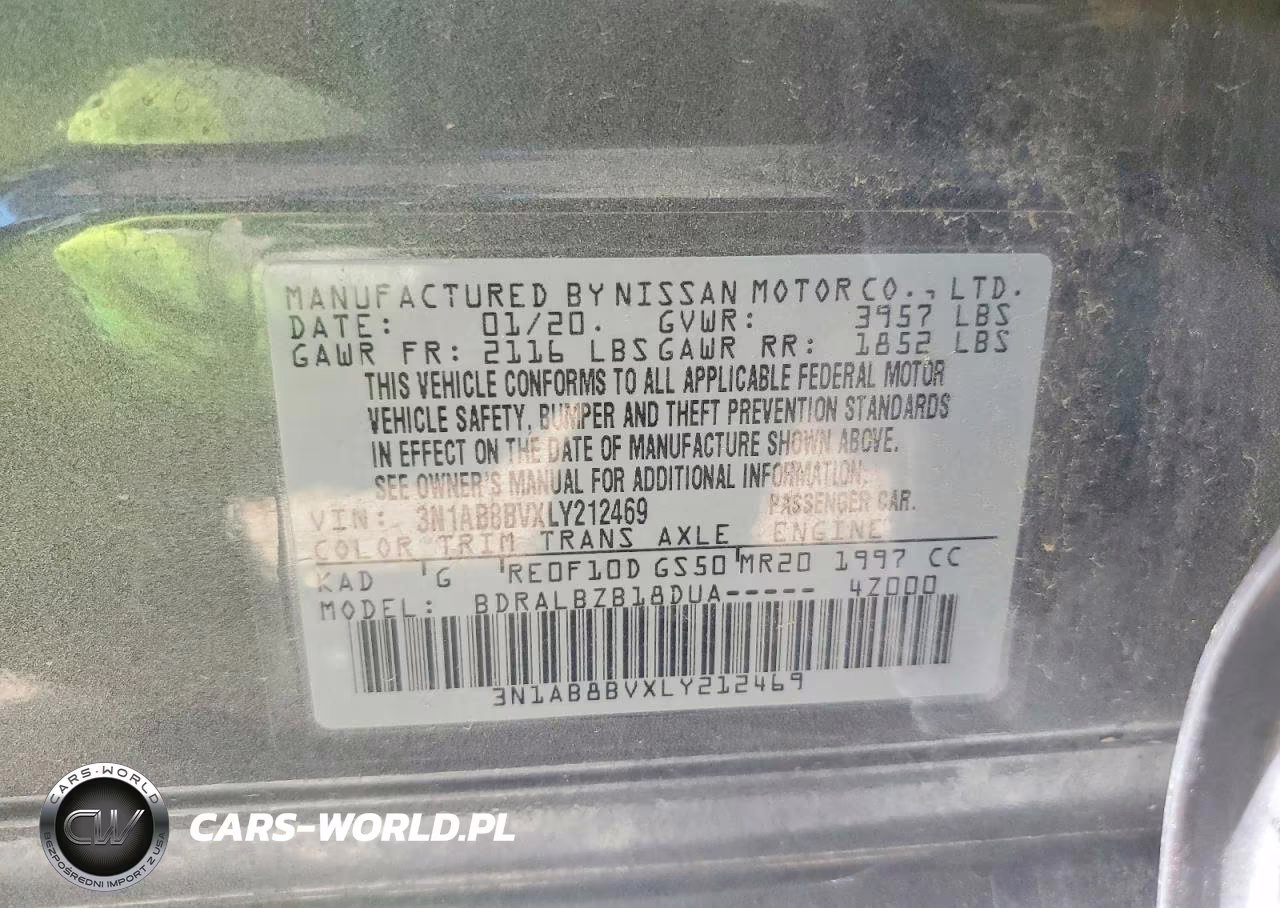 2020 Nissan Sentra S VIN:3N1AB8BVXLY212469 - 12