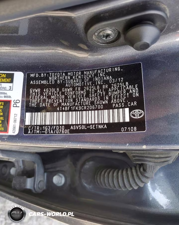 2012 Toyota Camry Le VIN:4T4BF1FK9CR206700 - 12