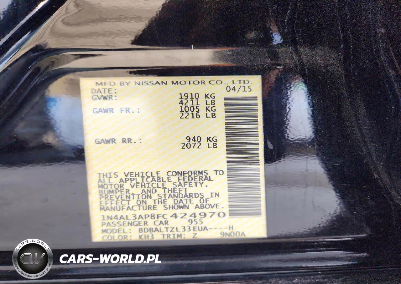 2015 Nissan Altima 2.5 Sl VIN:1N4AL3AP8FC424970 - 12