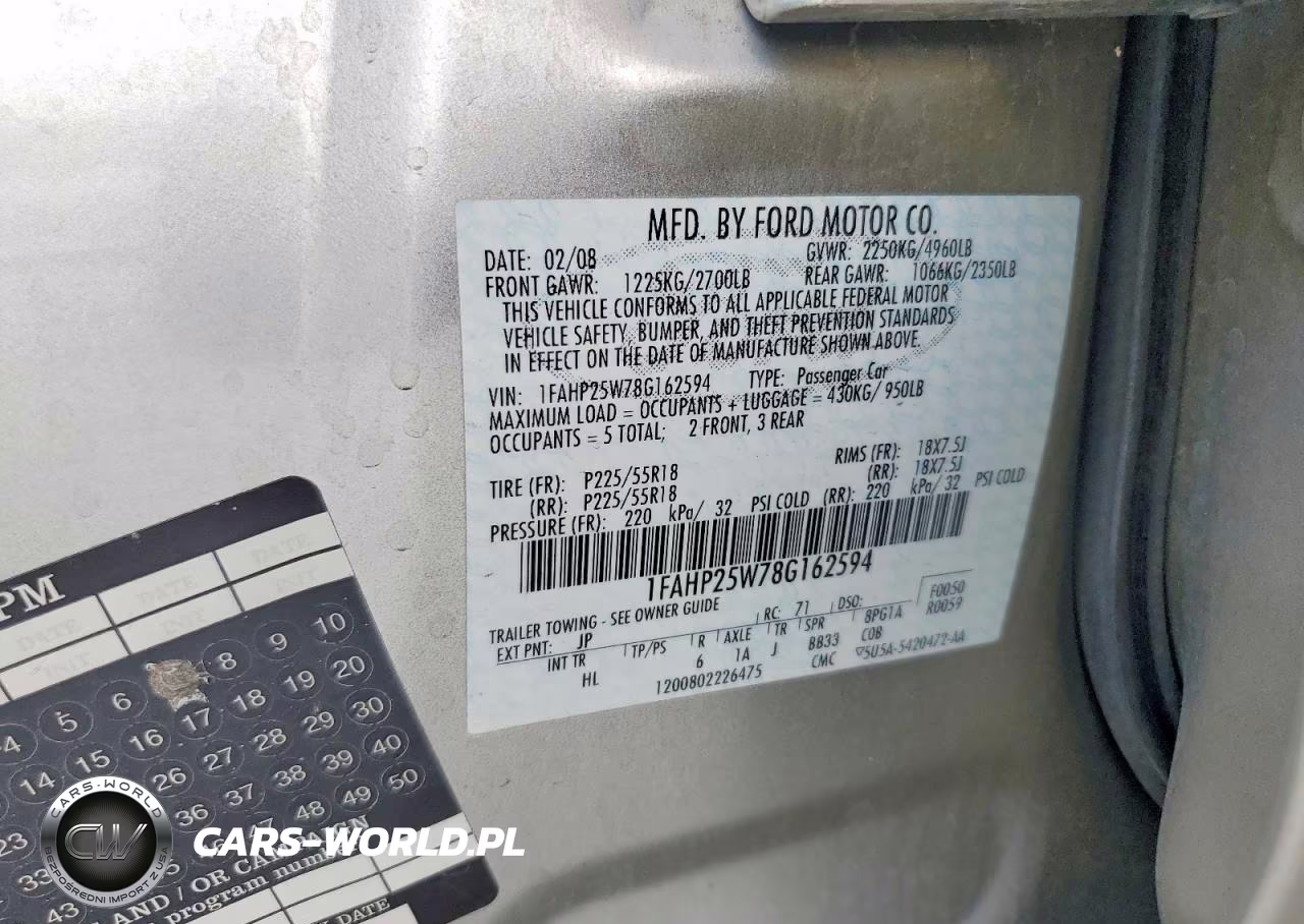 2008 Ford Taurus Limited VIN:1FAHP25W78G162594 - 12
