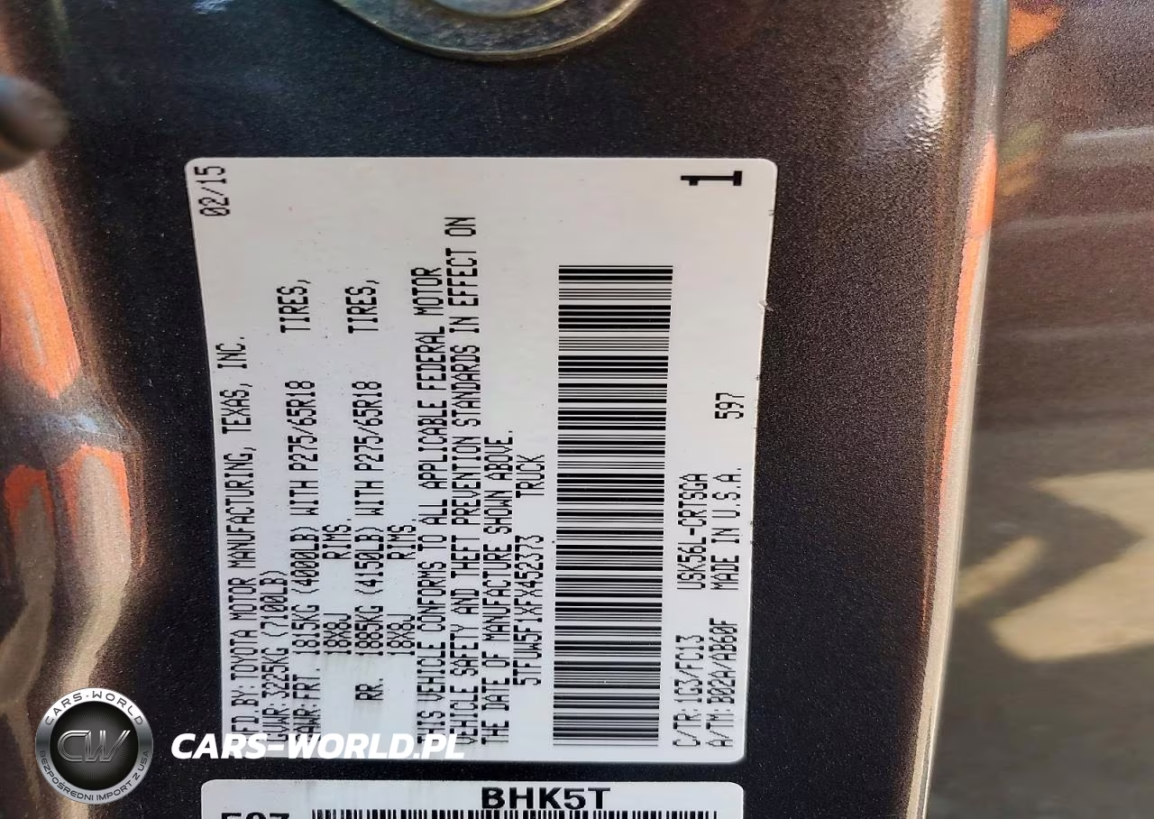 2015 Toyota Tundra Sr5 VIN:5TFUW5F1XFX452373 - 12