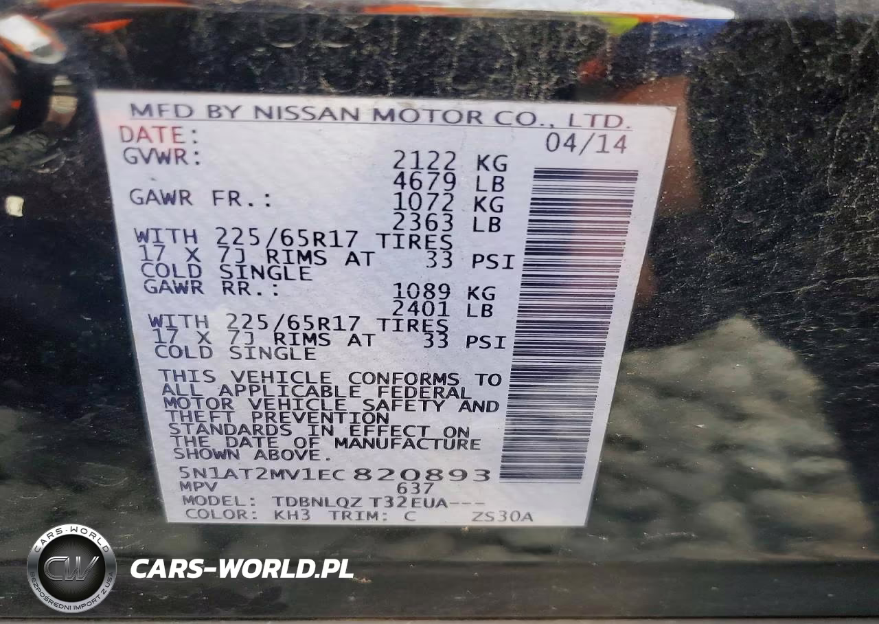 2014 Nissan Rogue Sv VIN:5N1AT2MV1EC820893 - 13