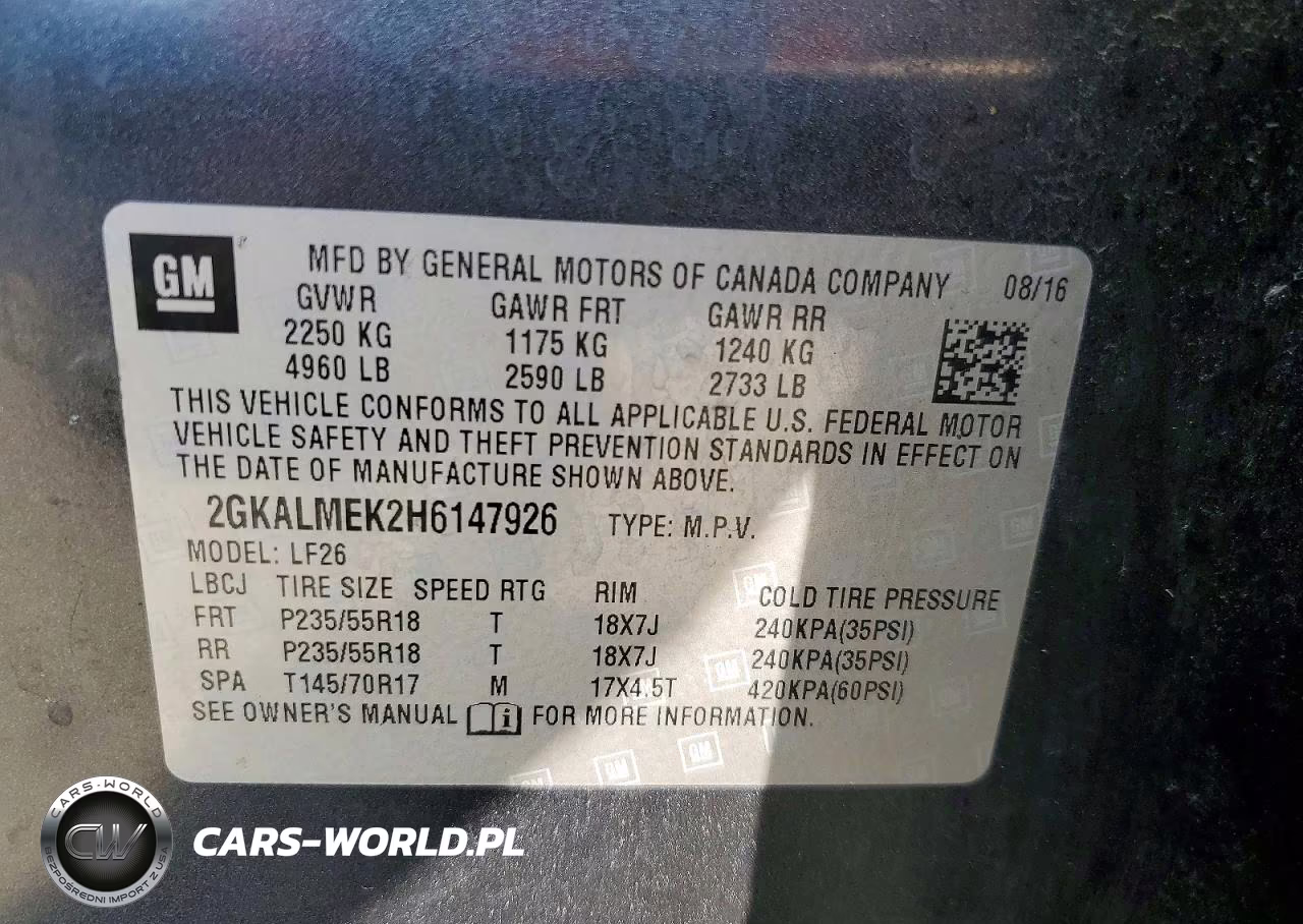 2017 GMC Terrain Sle VIN:2GKALMEK2H6147926 - 13