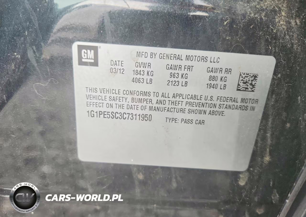 2012 Chevrolet Cruze Lt VIN:1G1PE5SC3C7311950 - 12