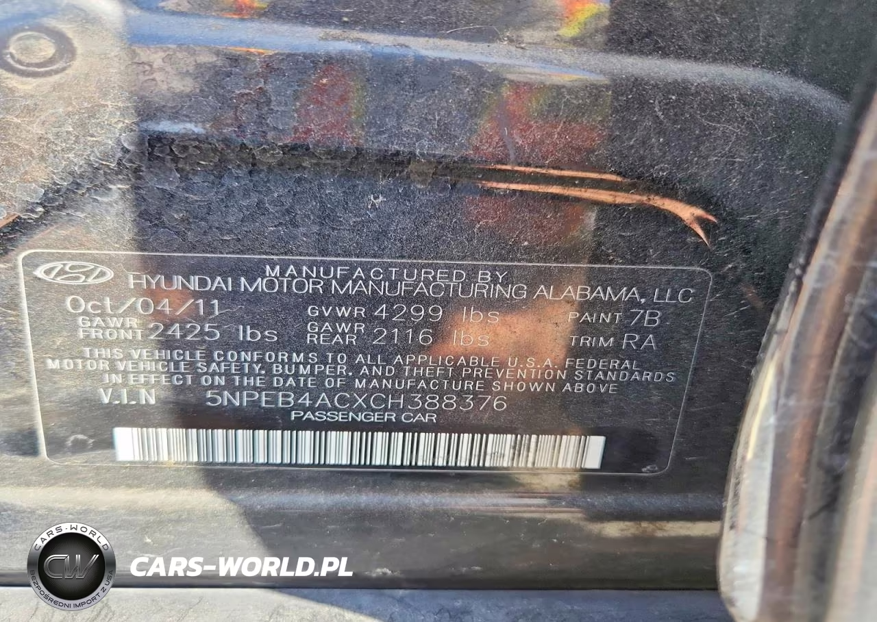 2012 Hyundai Sonata Gls VIN:5NPEB4ACXCH388376 - 12