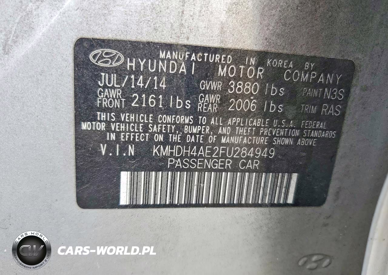 2015 Hyundai Elantra Limited VIN:KMHDH4AE2FU284949 - 12