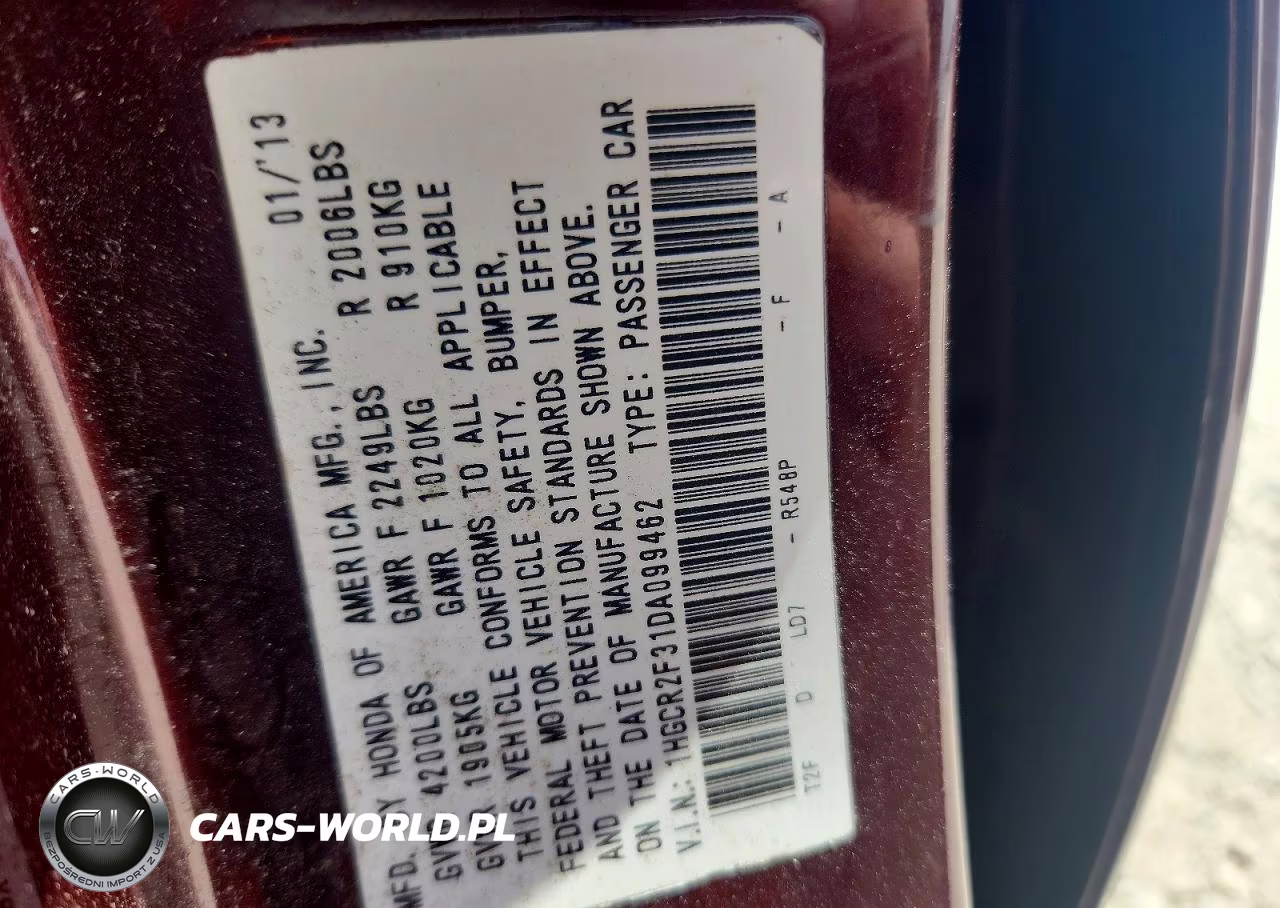 2013 Honda Accord Lx VIN:1HGCR2F31DA099462 - 12