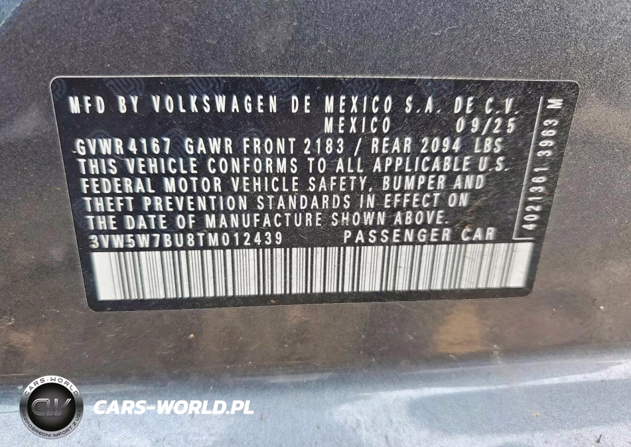 2026 Volkswagen Jetta S VIN:3VW5W7BU8TM012439 - 12