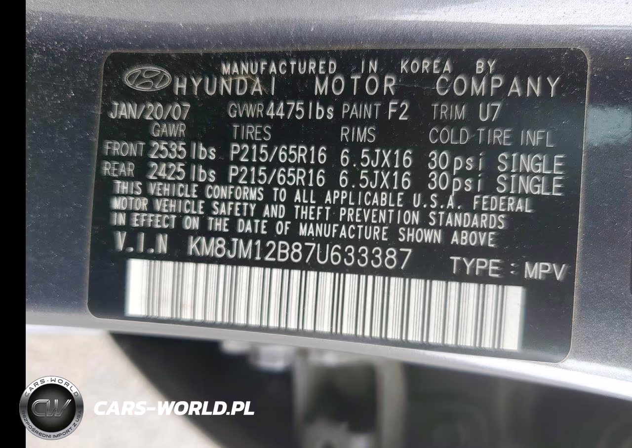 2007 Hyundai Tucson Gls VIN:KM8JM12B87U633387 - 13