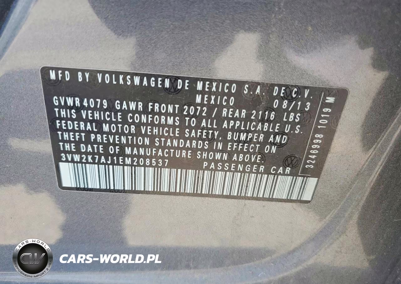 2014 Volkswagen Jetta Base VIN:3VW2K7AJ1EM208537 - 12
