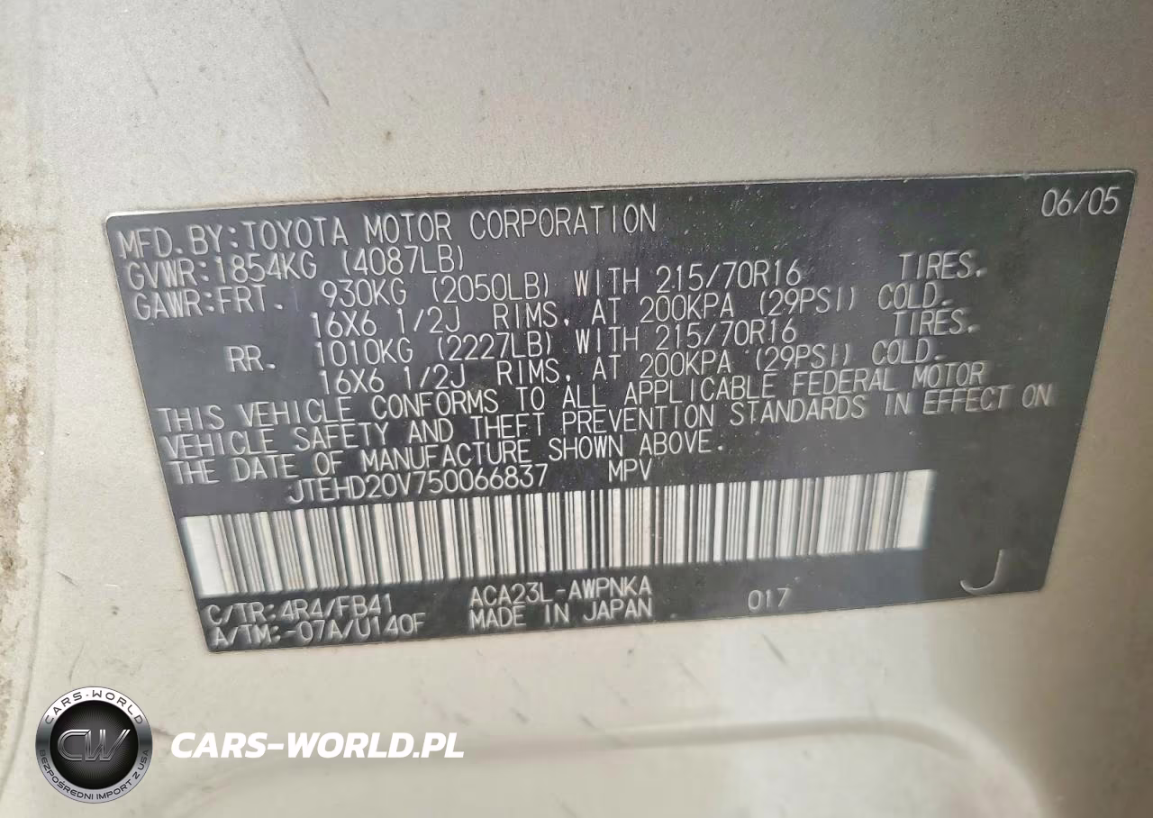 2005 Toyota Rav4 Base VIN:JTEHD20V750066837 - 13