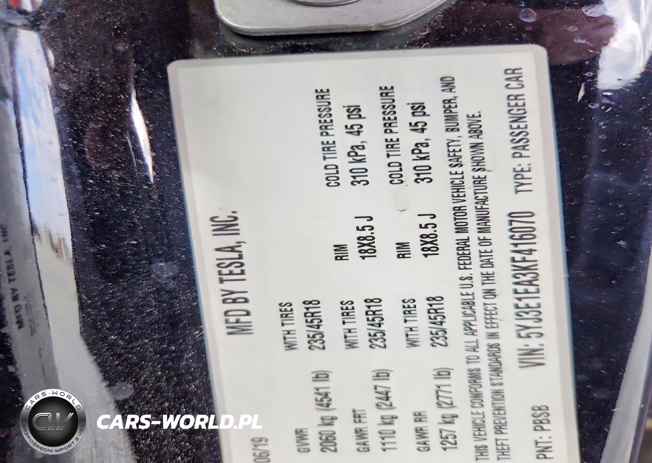 2019 Tesla Model 3 VIN:5YJ3E1EA3KF416070 - 13