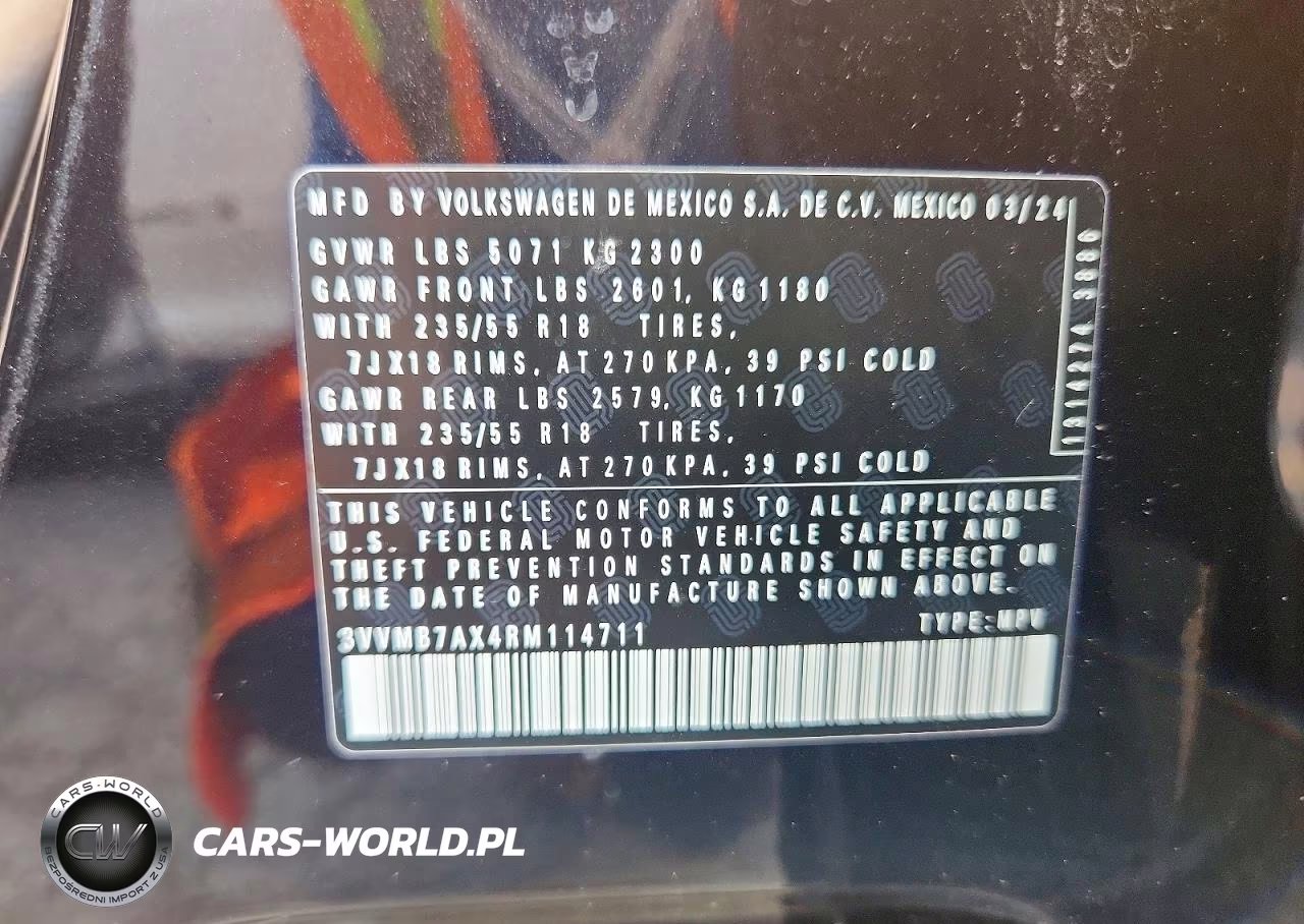 2024 Volkswagen Tiguan Se VIN:3VVMB7AX4RM114711 - 13