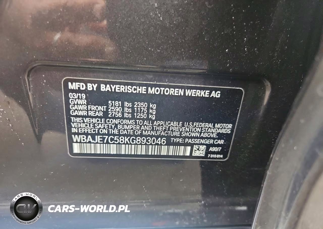 2019 BMW 540 Xi VIN:WBAJE7C58KG893046 - 12
