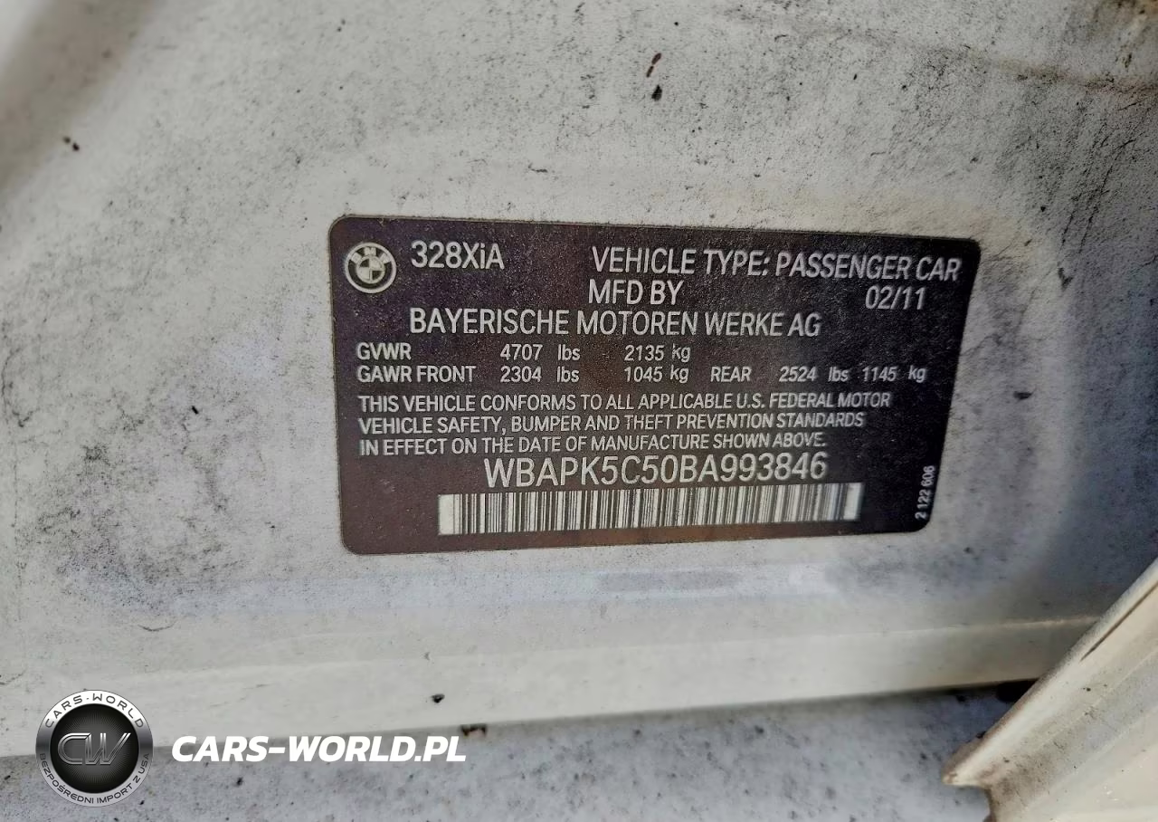 2011 BMW 328 Xi Sulev VIN:WBAPK5C50BA993846 - 13