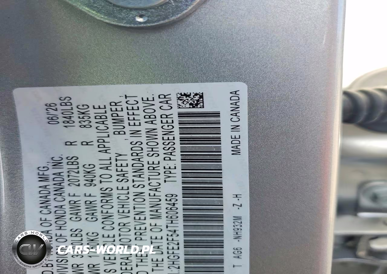 2026 Honda Civic Sport VIN:2HGFE2F54TH606459 - 12
