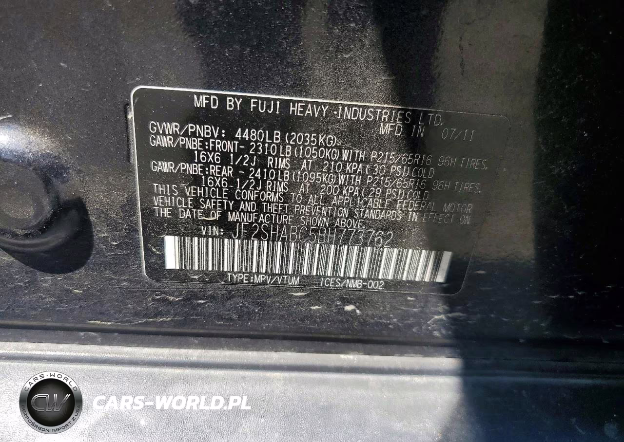 2011 Subaru Forester 2.5X VIN:JF2SHABC5BH773762 - 13