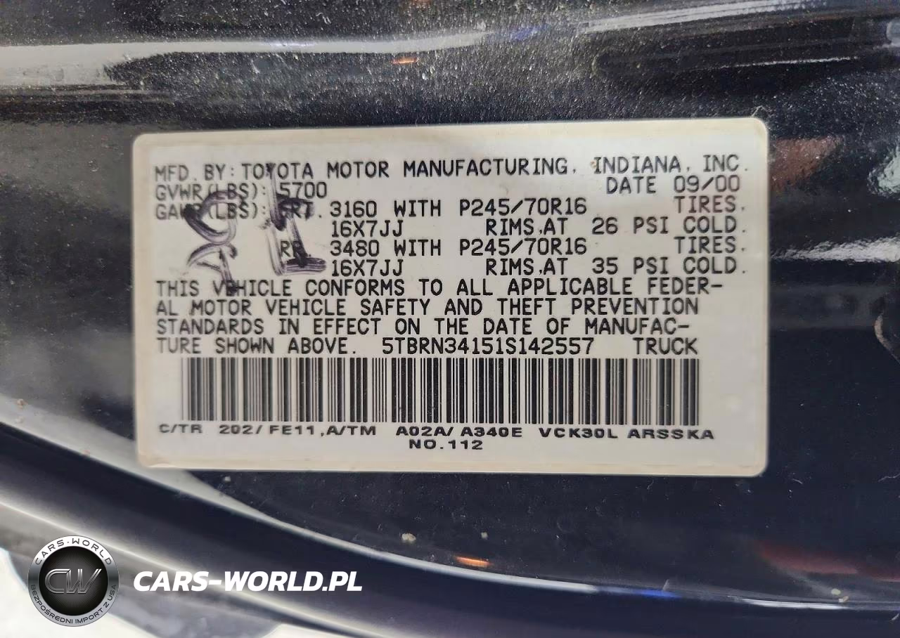 2001 Toyota Tundra Sr5 VIN:5TBRN34151S142557 - 12