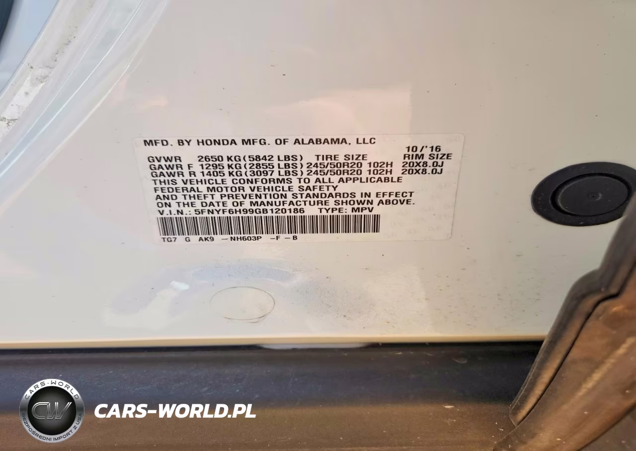 2016 Honda Pilot Touring VIN:5FNYF6H99GB120186 - 12