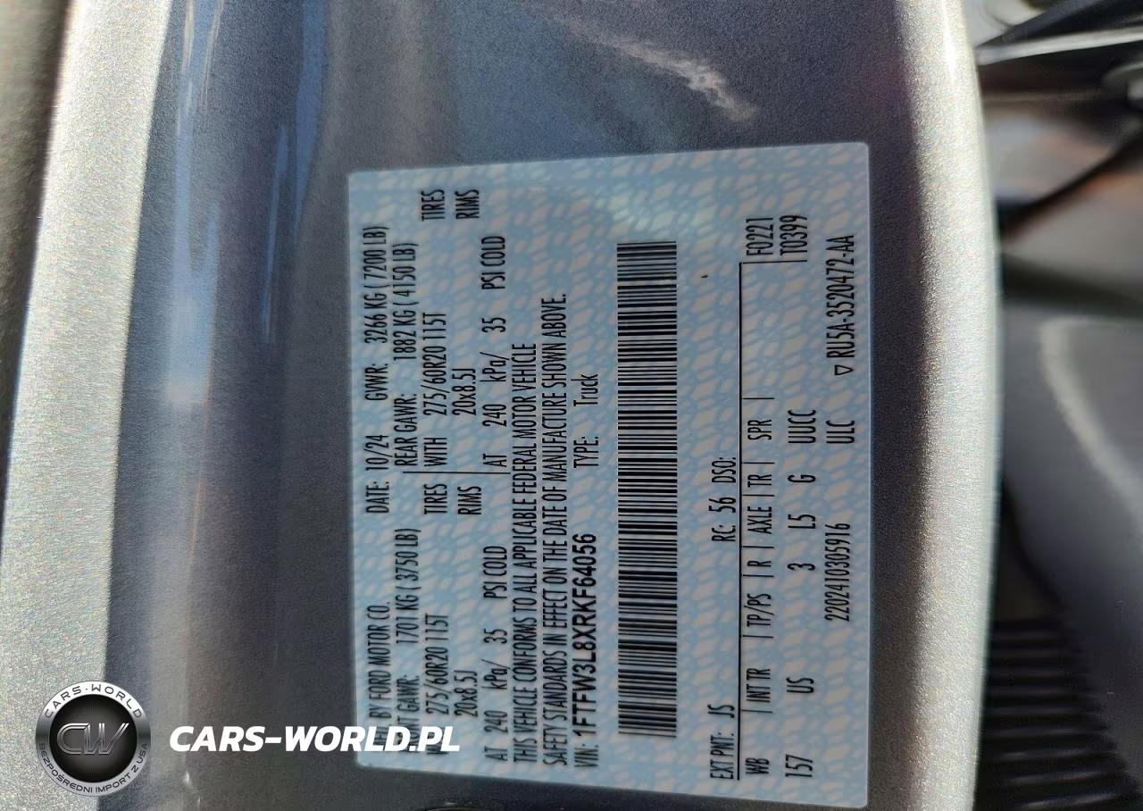 2024 Ford F150 Xlt VIN:1FTFW3L8XRKF64056 - 12
