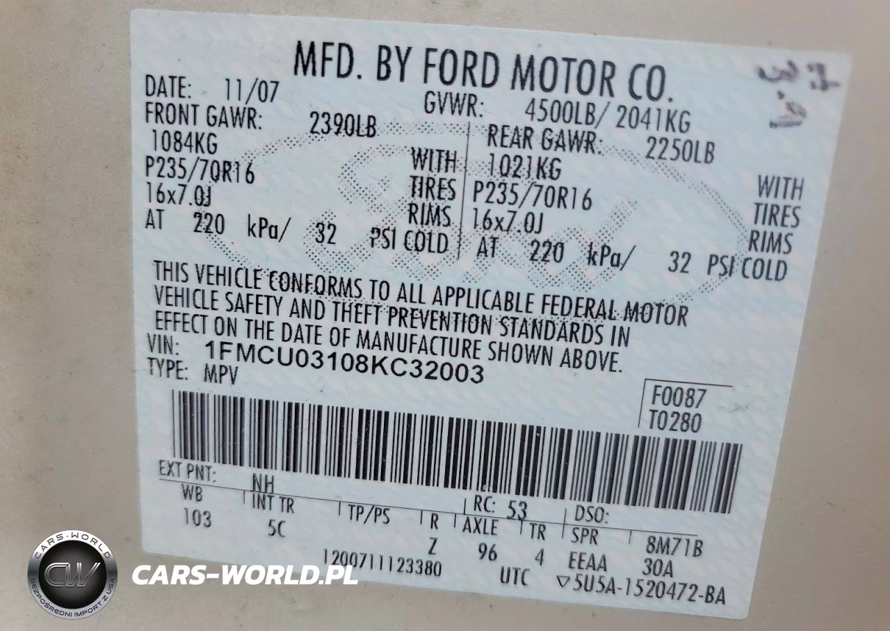 2008 Ford Escape Xlt VIN:1FMCU03108KC32003 - 13