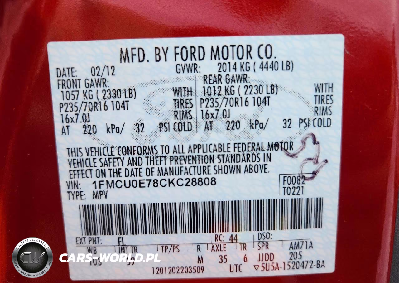 2012 Ford Escape Limited VIN:1FMCU0E78CKC28808 - 14