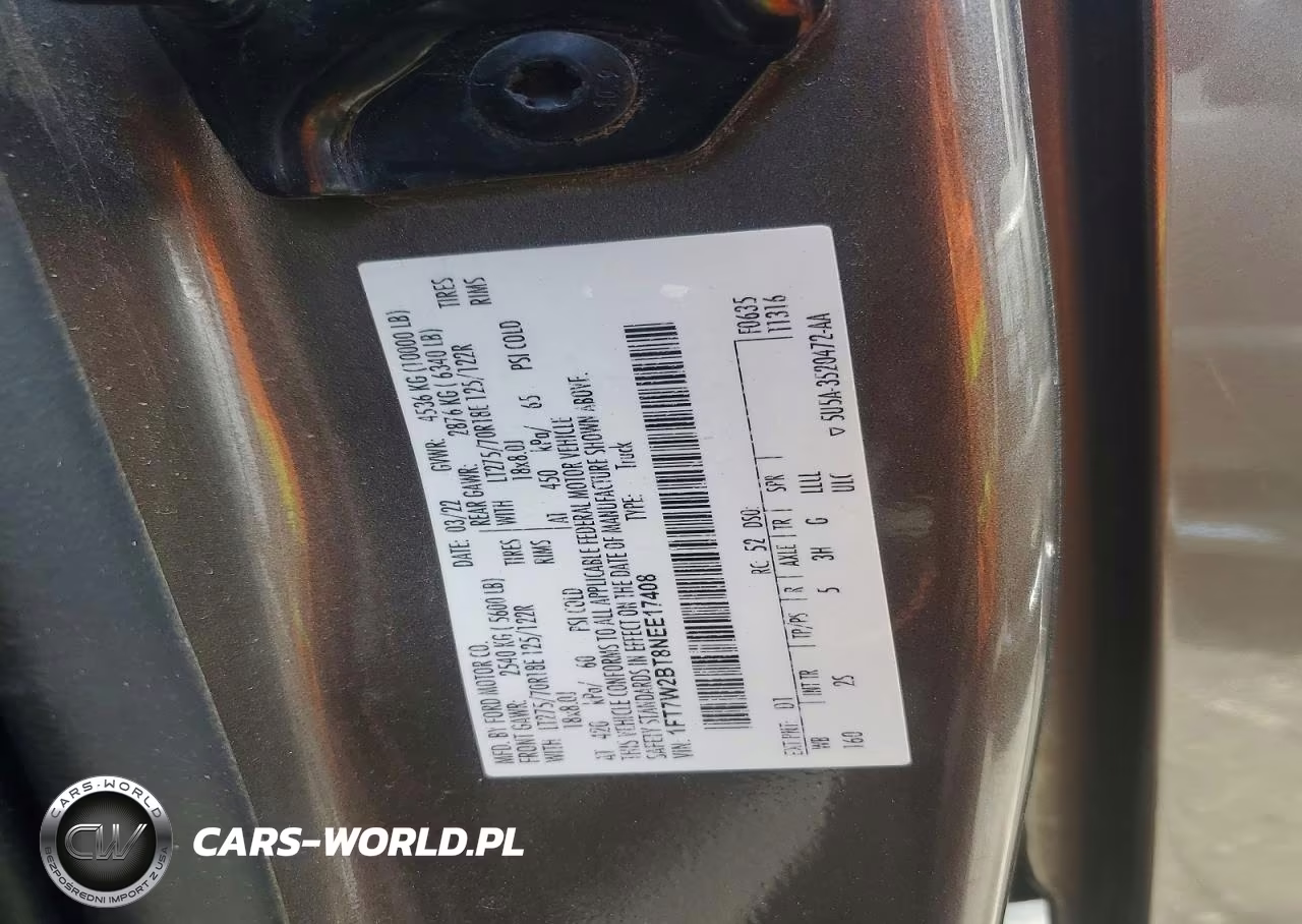 2022 Ford F250 Super Duty VIN:1FT7W2BT8NEE17408 - 14