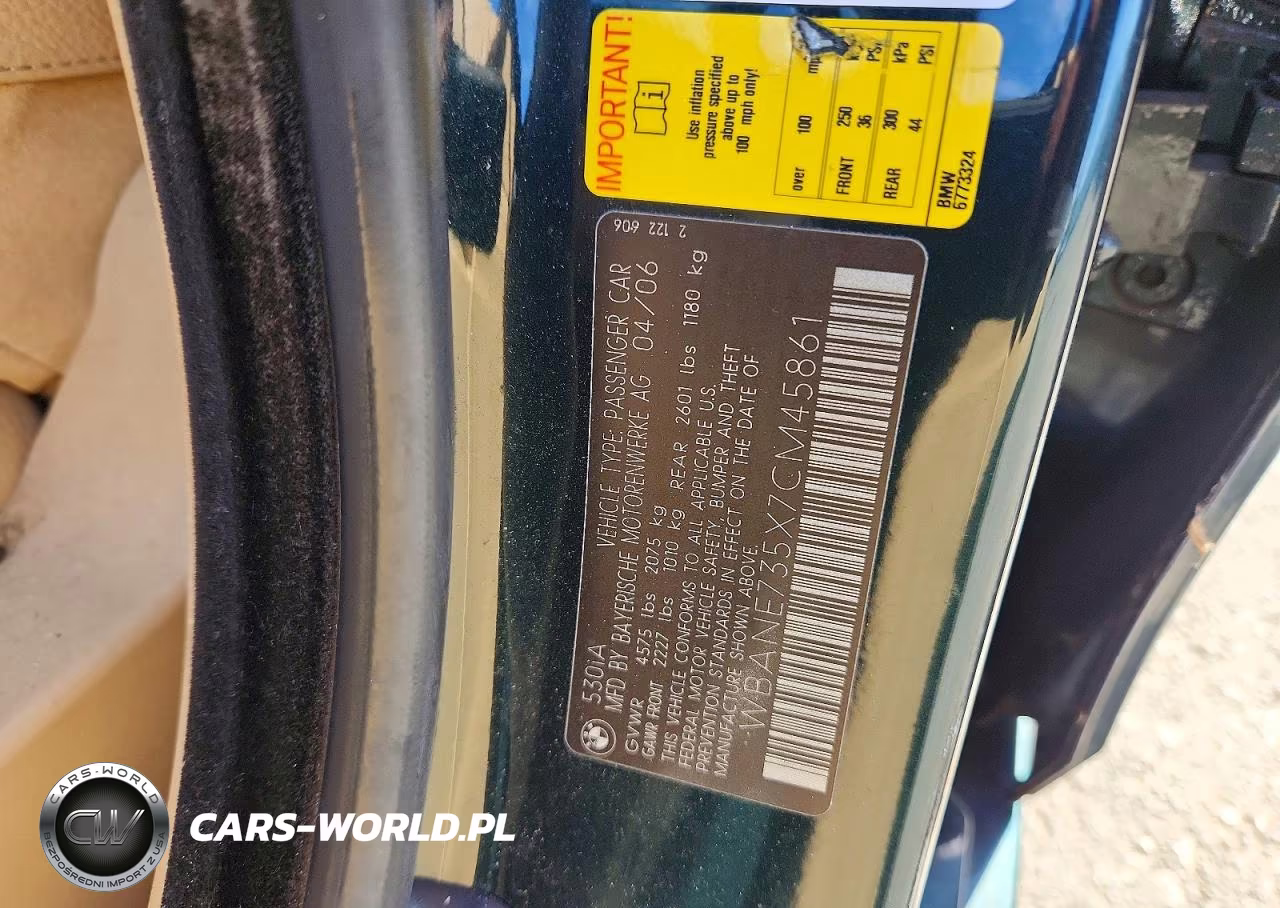 2007 BMW 530 I VIN:WBANE735X7CM45861 - 12
