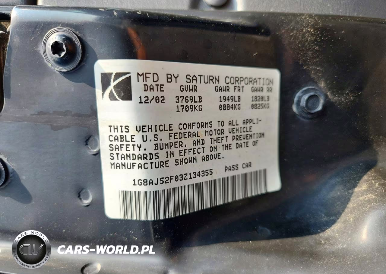 2003 Saturn Ion Level 2 VIN:1G8AJ52F03Z134355 - 12