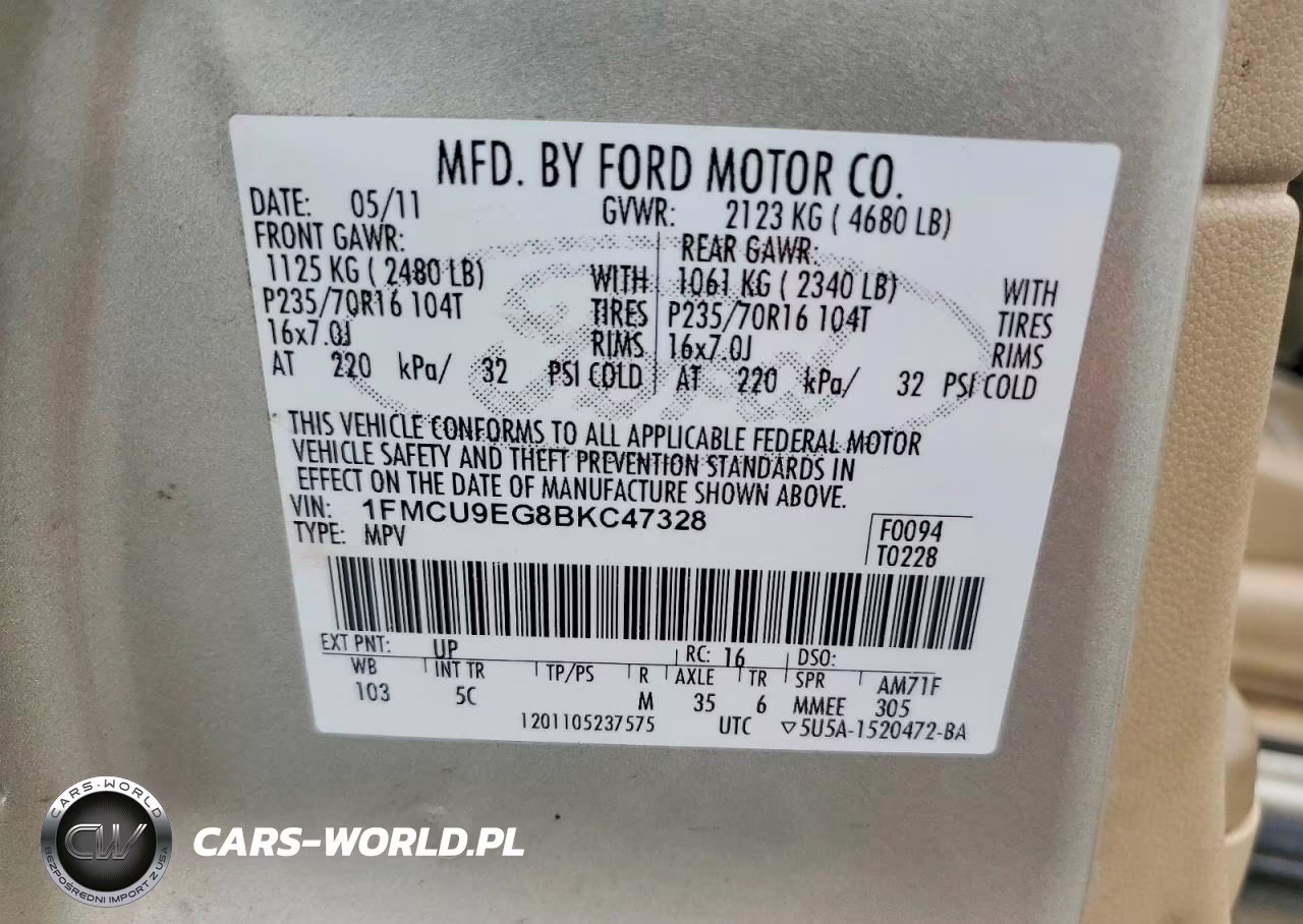 2011 Ford Escape Limited VIN:1FMCU9EG8BKC47328 - 13