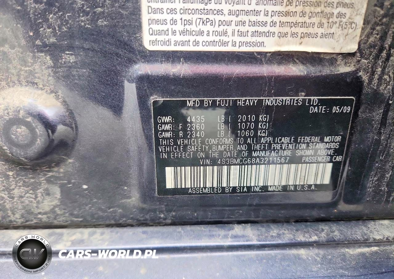 2010 Subaru Legacy 2.5I Premium VIN:4S3BMCG68A3211567 - 12