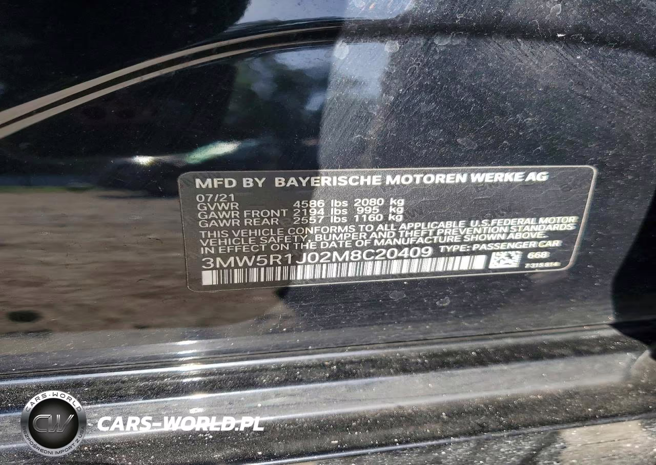 2021 BMW 330I VIN:3MW5R1J02M8C20409 - 12
