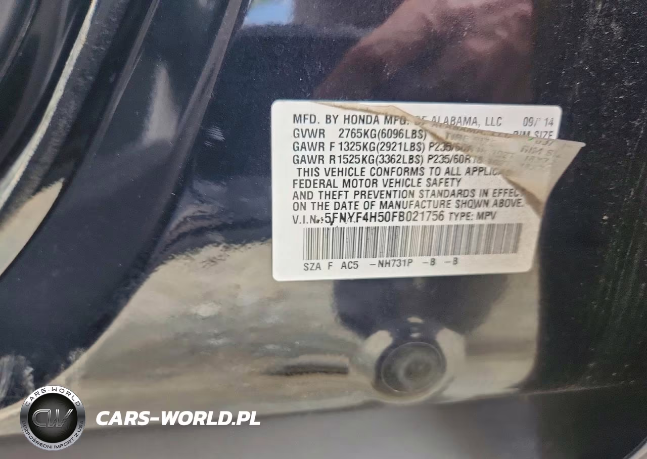 2015 Honda Pilot Exl VIN:5FNYF4H50FB021756 - 13