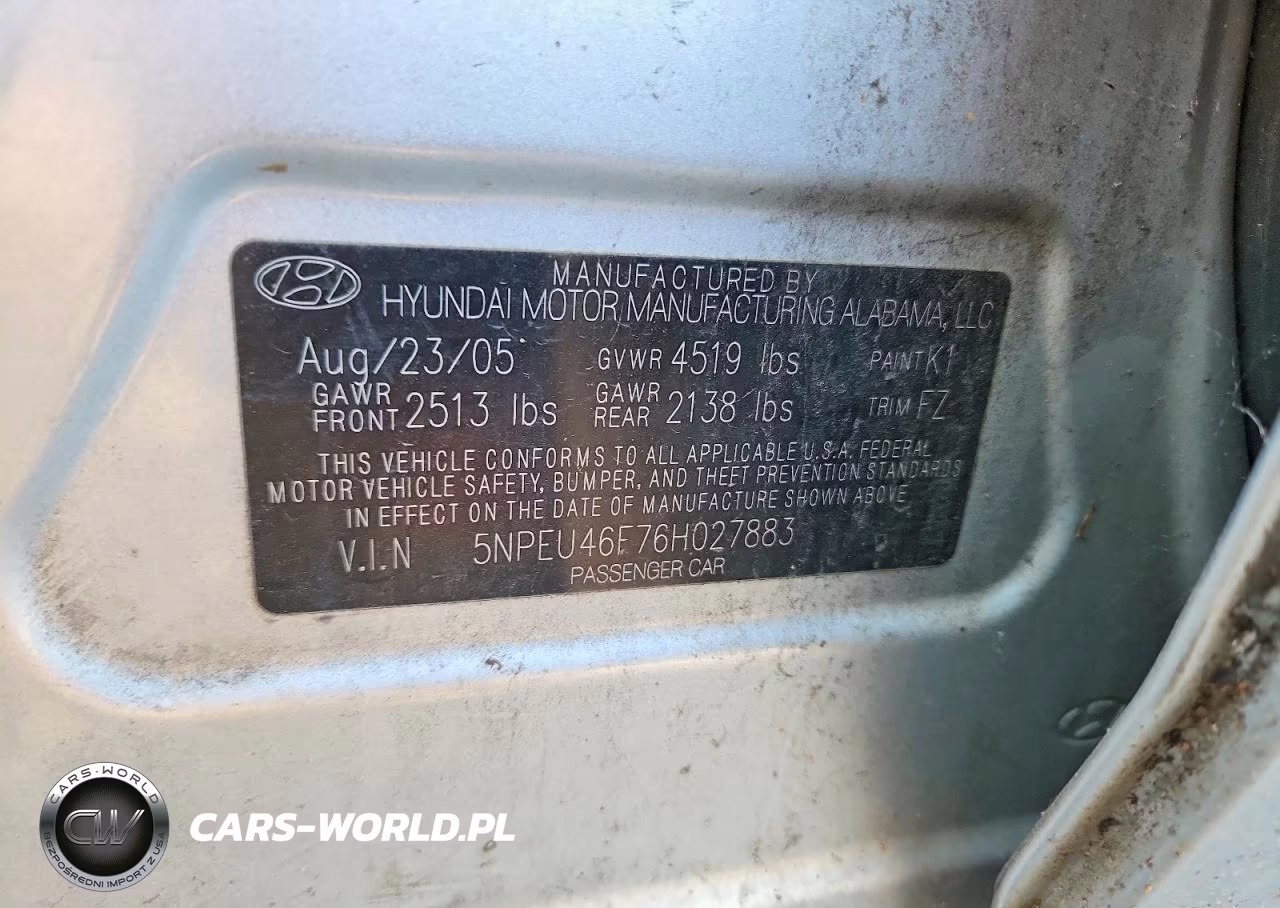 2006 Hyundai Sonata Gls V6 VIN:5NPEU46F76H027883 - 12