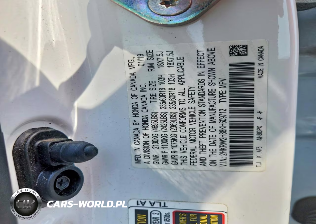 2019 Honda Cr-V Exl VIN:2HKRW2H88KH609712 - 13