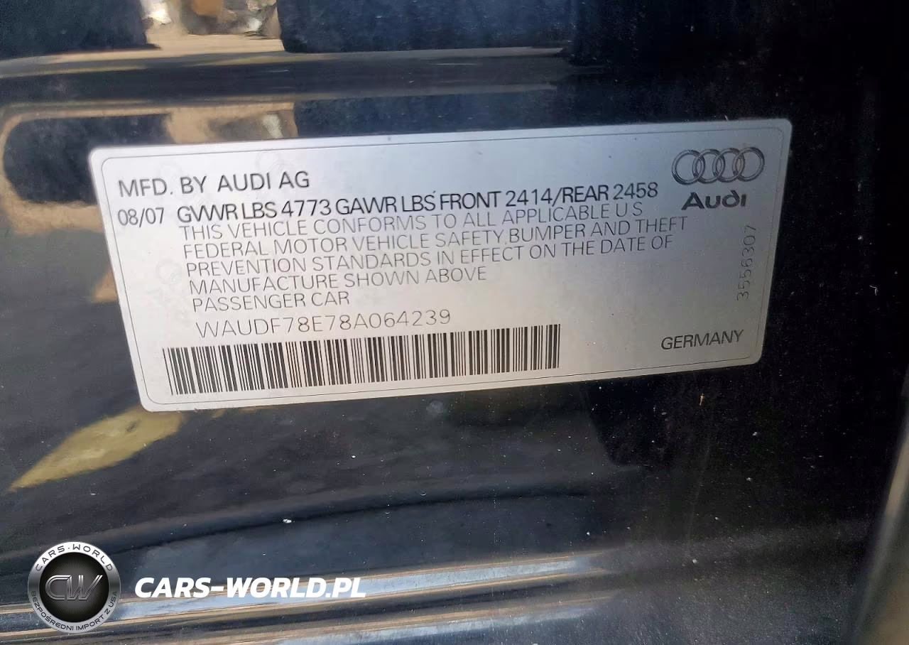 2008 Audi A4 2.0T Quattro VIN:WAUDF78E78A064239 - 12