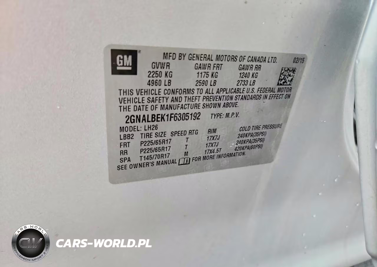 2015 Chevrolet Equinox Lt VIN:2GNALBEK1F6305192 - 12