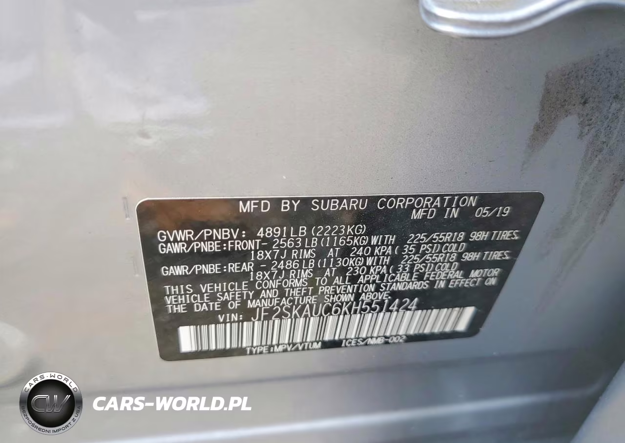 2019 Subaru Forester Limited VIN:JF2SKAUC6KH551424 - 13