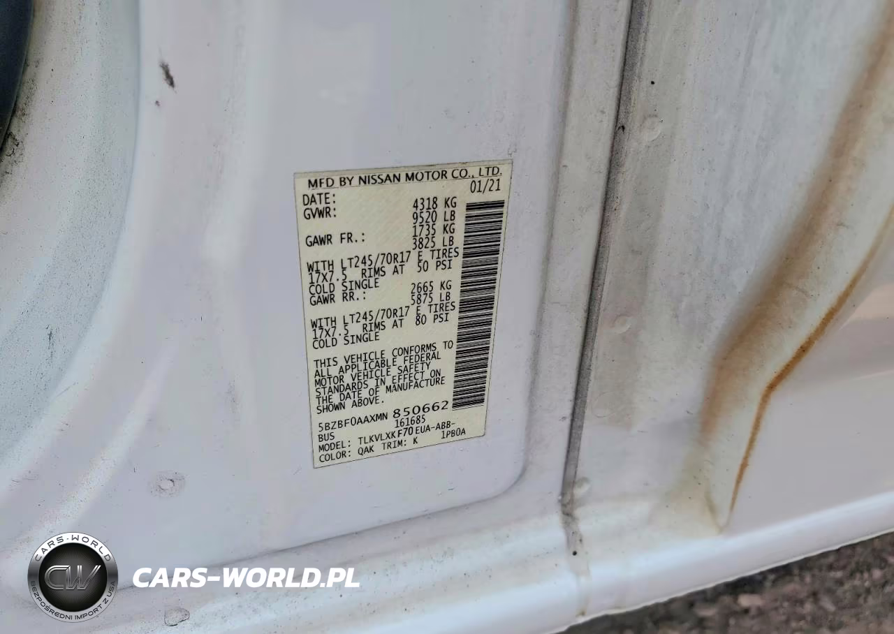 2021 Nissan Nv 3500 VIN:5BZBF0AAXMN850662 - 13