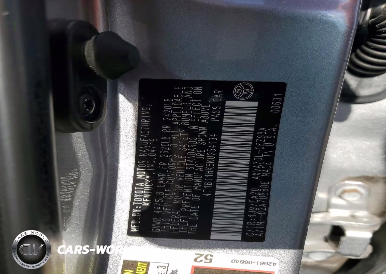 2019 Toyota Camry Se VIN:4T1B11HK5KU254134 - 12