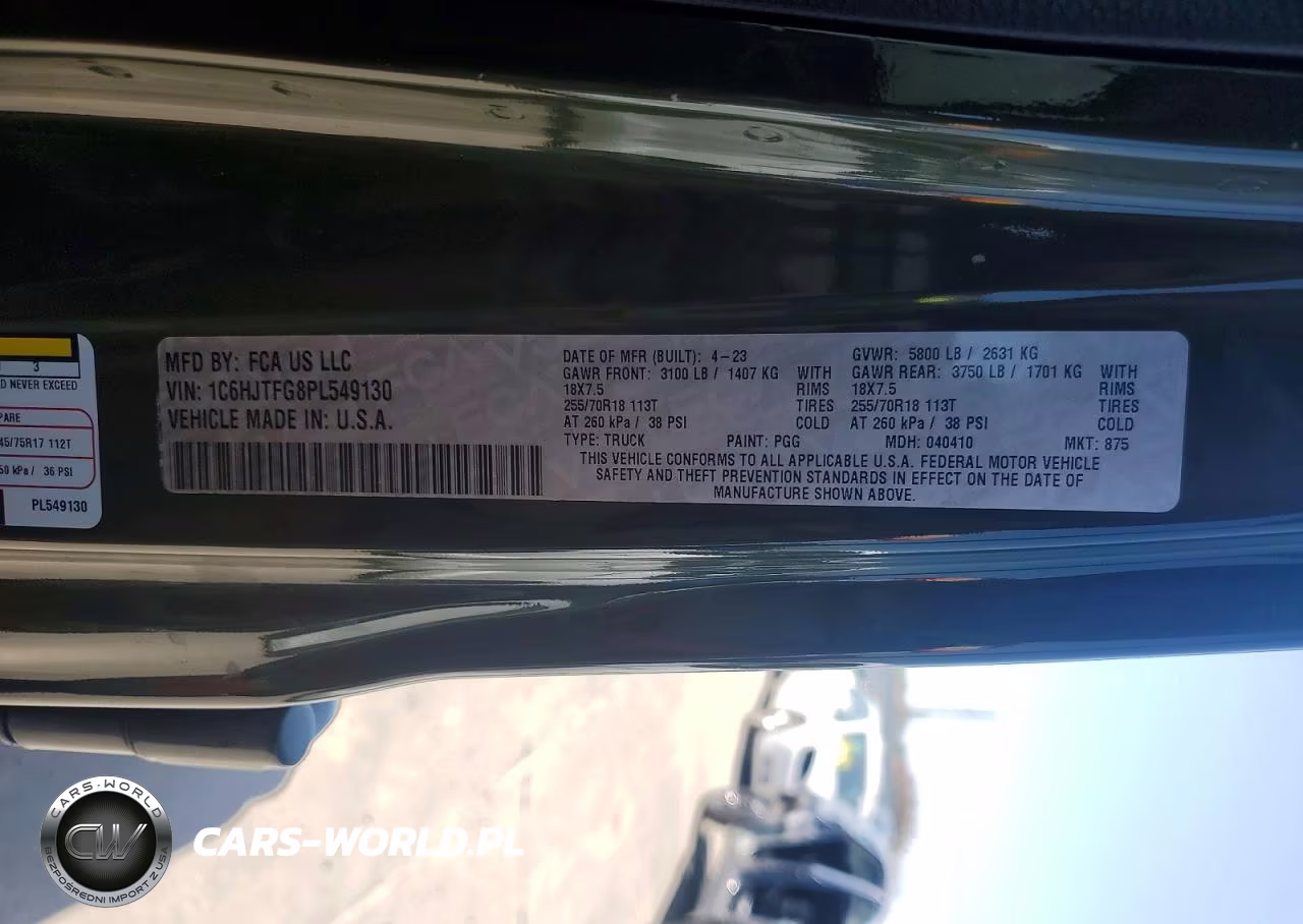 2023 Jeep Gladiator Overland VIN:1C6HJTFG8PL549130 - 12