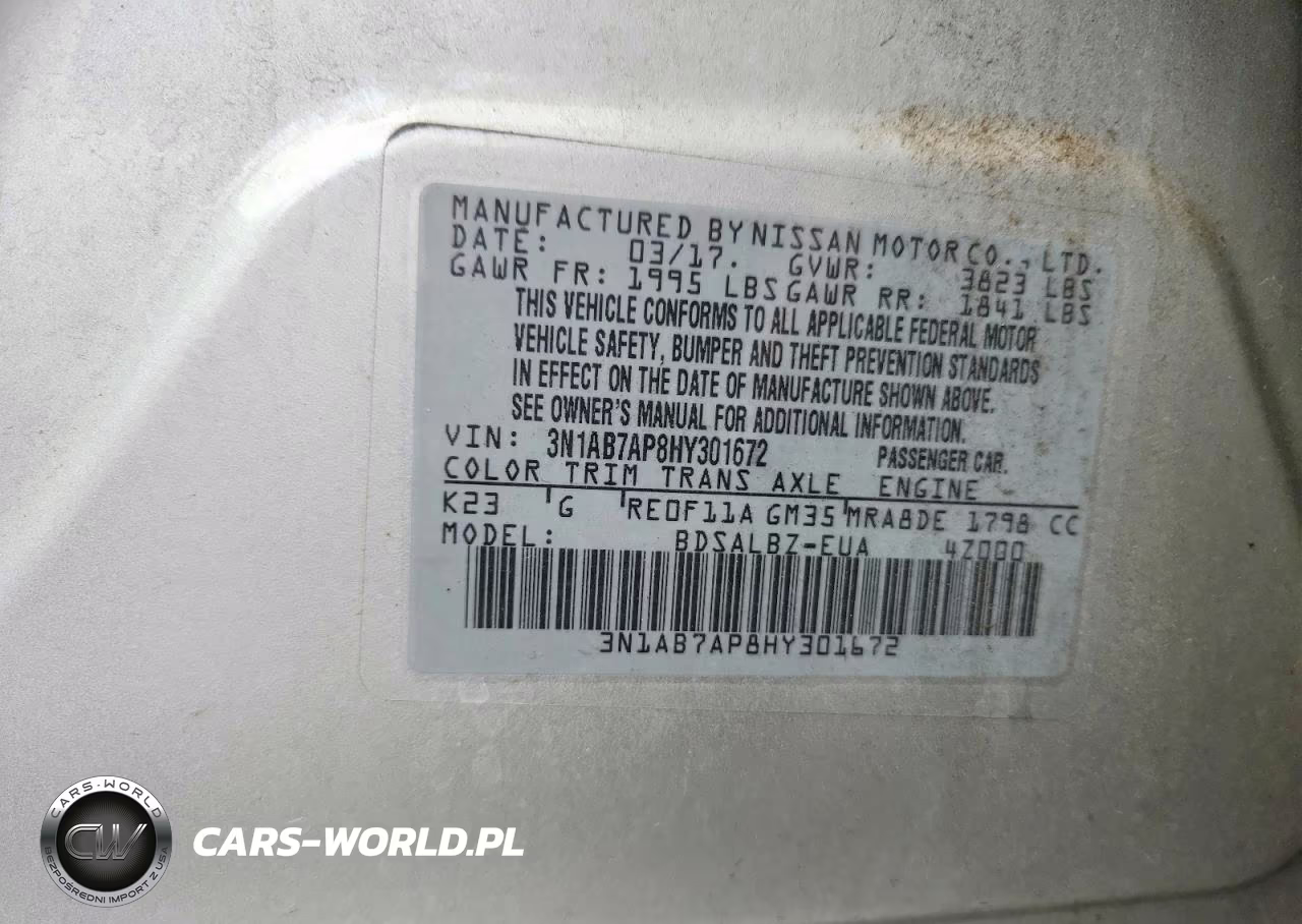 2017 Nissan Sentra S VIN:3N1AB7AP8HY301672 - 12