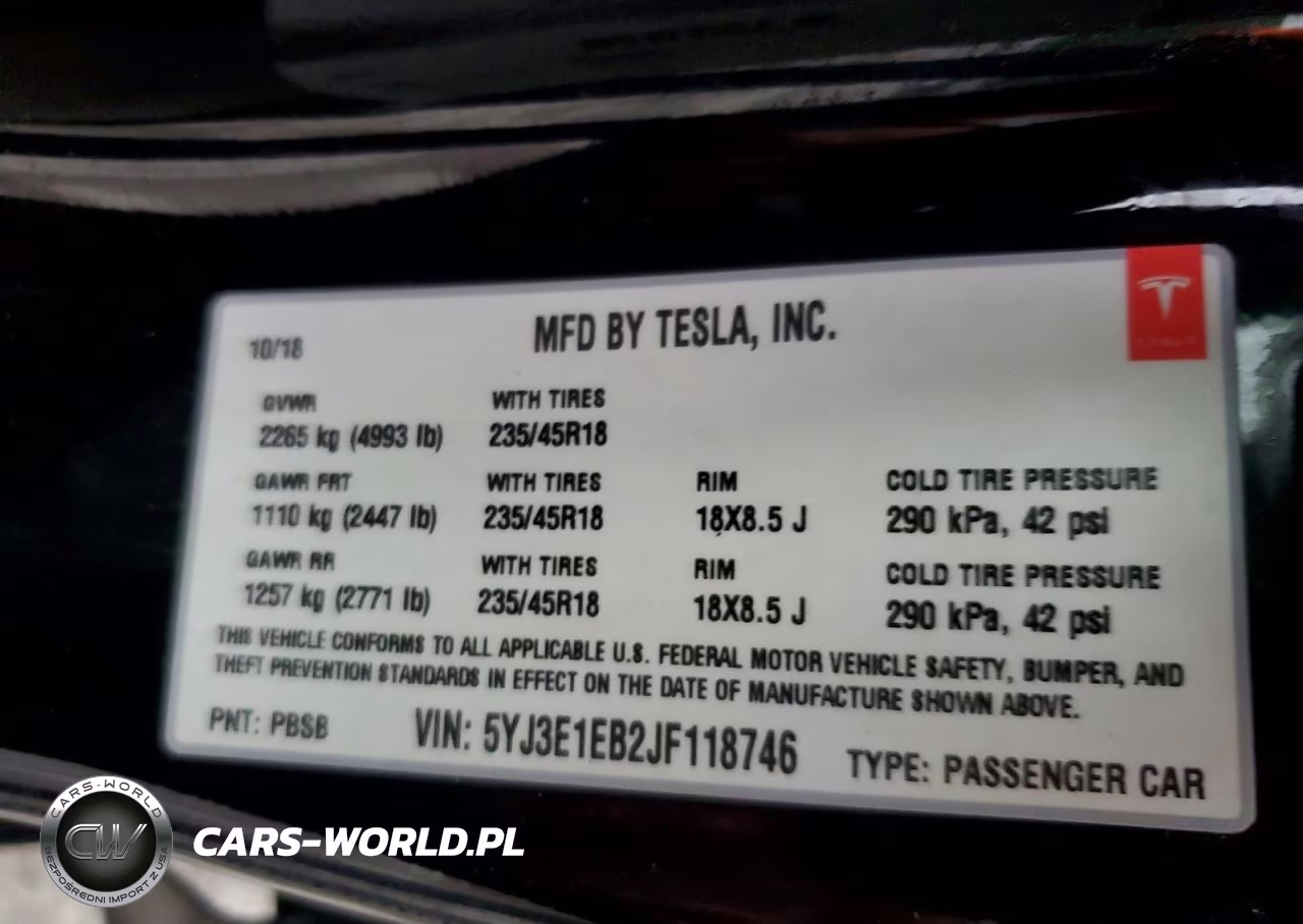 2018 Tesla Model 3 VIN:5YJ3E1EB2JF118746 - 13