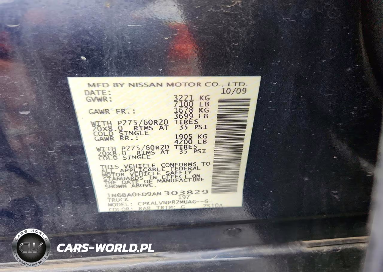 2010 Nissan Titan Se VIN:1N6BA0ED9AN303829 - 12