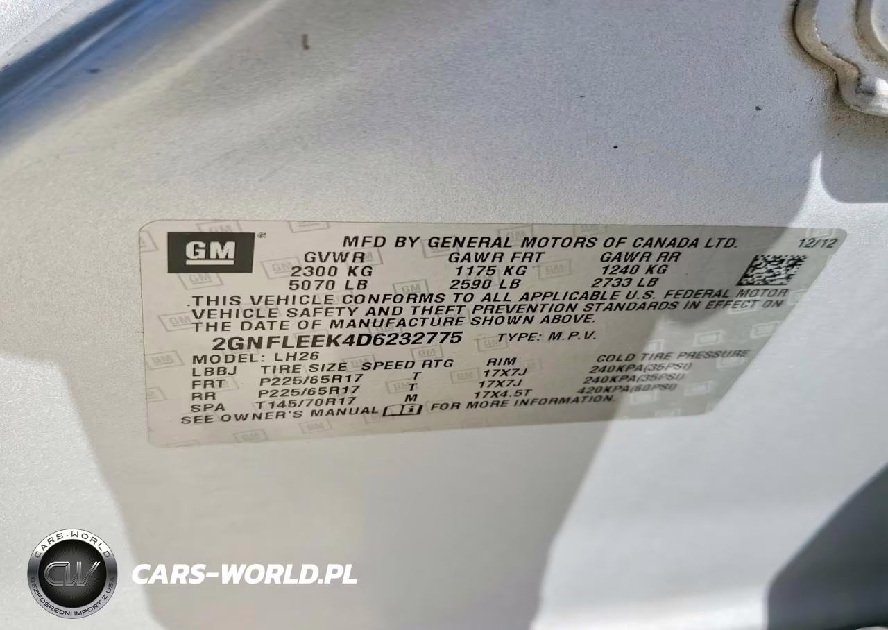 2013 Chevrolet Equinox Lt VIN:2GNFLEEK4D6232775 - 13