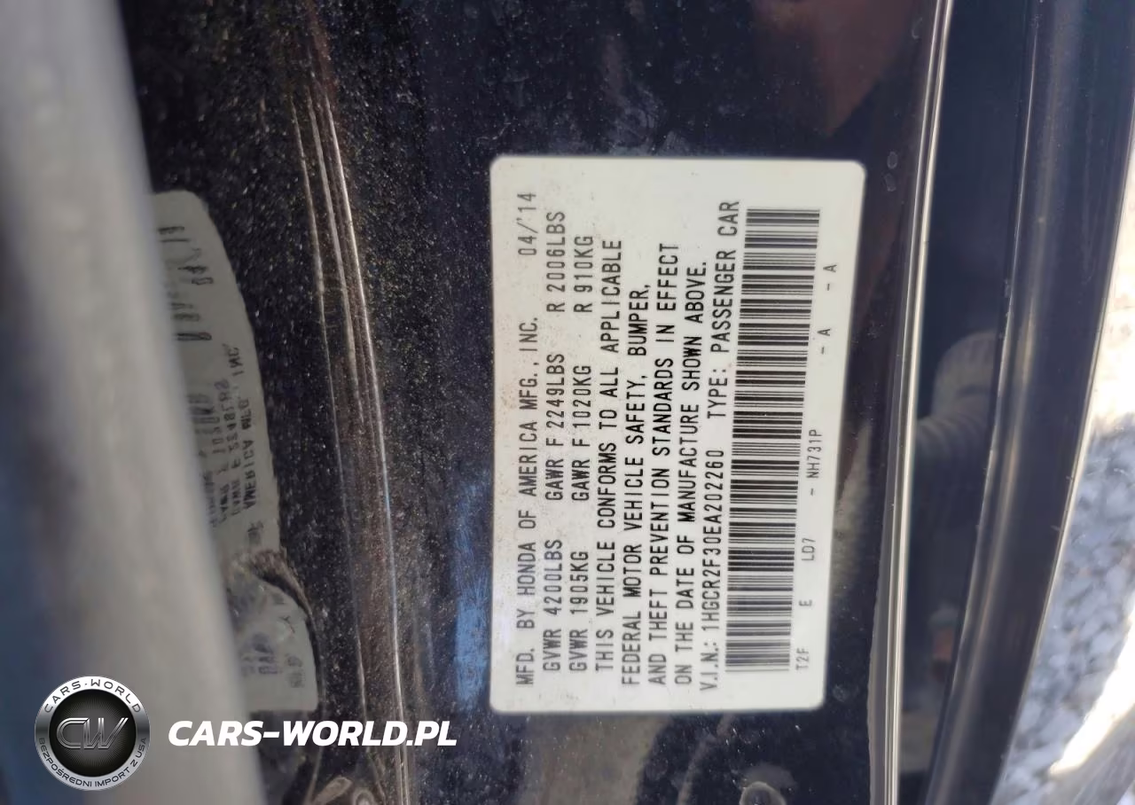 2014 Honda Accord Lx VIN:1HGCR2F30EA202260 - 12